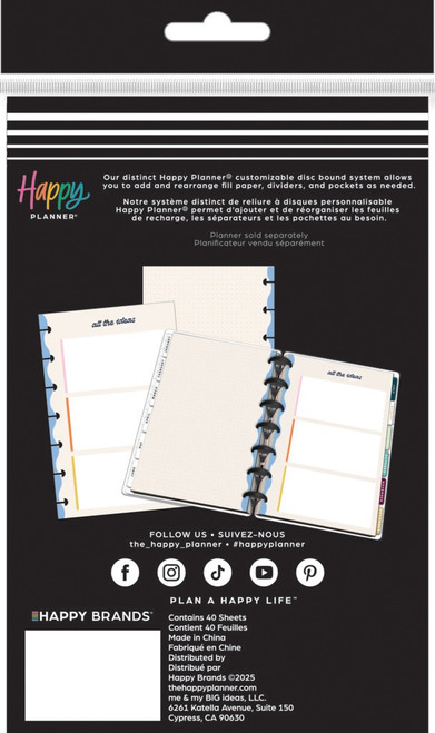 3 Pack - Happy Planner Mini Fill Paper-Bright Energy - 5A0036WH-1H807