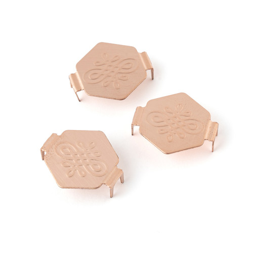 2 Pack - We R Charm Stapler Charm 12/Pkg-Copper Hexagon With Knot Emboss - A50023CF-G16C5
