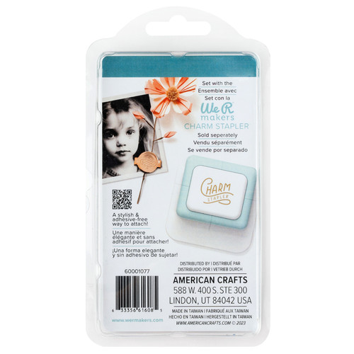 2 Pack - We R Charm Stapler Charm 12/Pkg-Silver Round With Leaf Emboss - 5A0023C2-1G6C4 2 Pack - We R Charm Stapler Charm 12/Pkg-Silver Round With Leaf Emboss - 5A0023C2-1G6C4