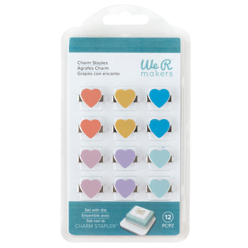 2 Pack - We R Charm Stapler Charm 12/Pkg-Multicolor Heart - A50023C5-G16C7 - 633356616092