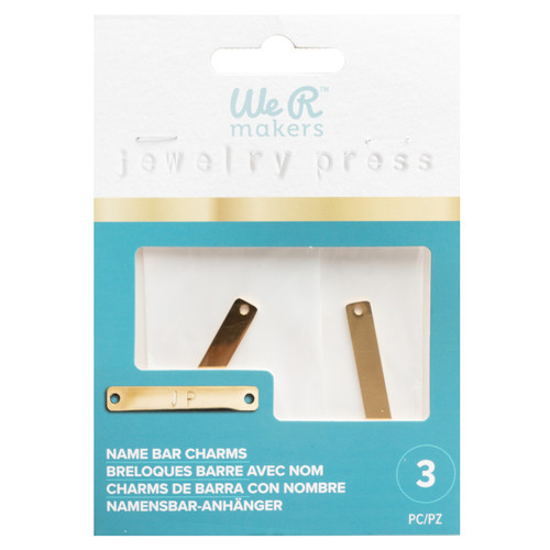 3 Pack - We R Jewelry Press Stainless Steel Charms 3/Pkg-Name Bar - WRJCHARM-642 - 633356634164