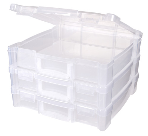 3 Pack - ArtBin Essentials Box W/Handle-12"X12" Translucent - 6913AB