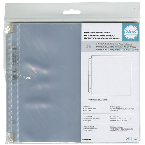 3 Pack - We R Ring Photo Sleeves 8"X8" 25/Pkg-Full Page - WR660143 - 633356601432