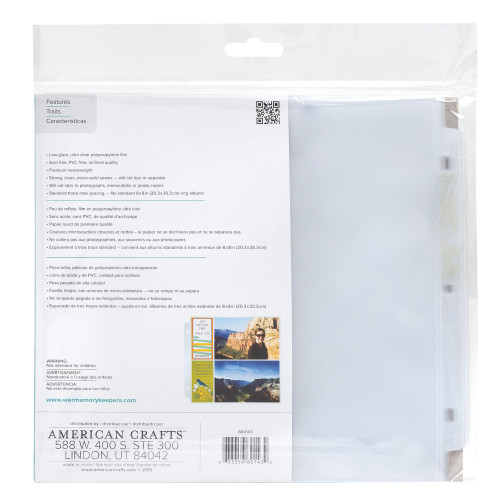 3 Pack - We R Ring Photo Sleeves 8"X8" 25/Pkg-Full Page - WR660143