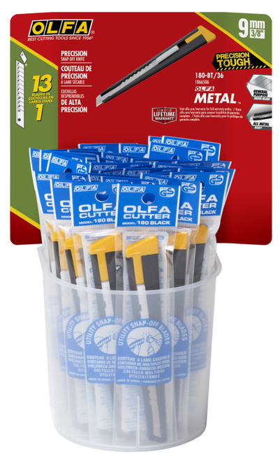 36 Pack - OLFA Metal Precision Knife Display 36/Pkg-9mm - 5A002Z0H-1H0F3 - 091511100150