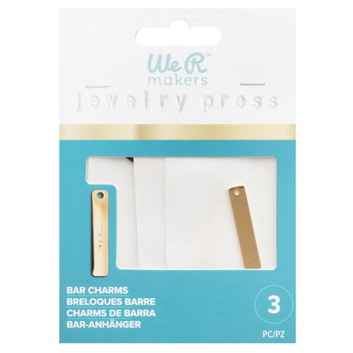 3 Pack - We R Makers Jewelry Press Stainless Steel Charms 3/Pkg-Bar - WRJCHARM-643 - 633356634171