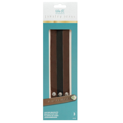 3 Pack - We R Makers Jewelry Press Leather Bracelets 3/Pkg-Assorted Colors - 60000457 - 633356632993
