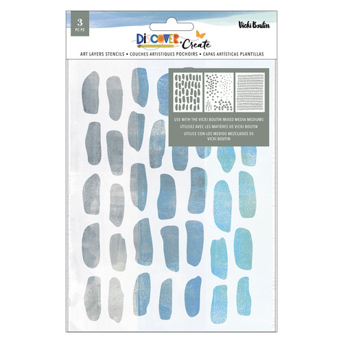 3 Pack - Vicki Boutin Discover + Create Stencil Pack 3/Pkg-Art Layers - VB022163 - 765468075143