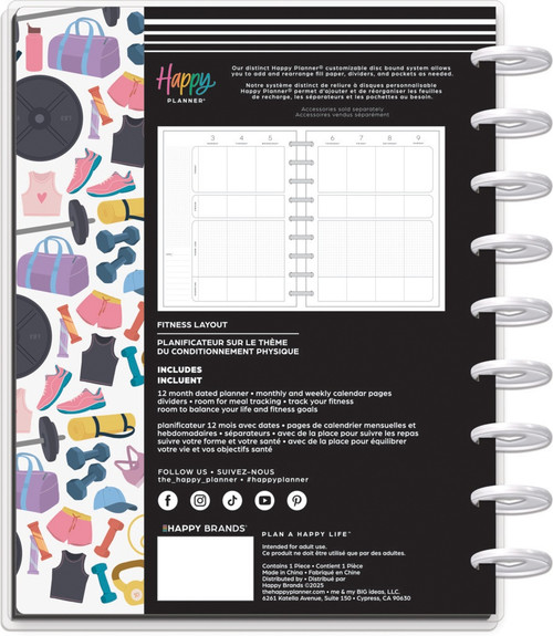 Happy Planner Classic 12 Month Disc Bound Dated Planner-Fitness Icons; Jan '26 - Dec '26 - 5A0036W0-1H81N