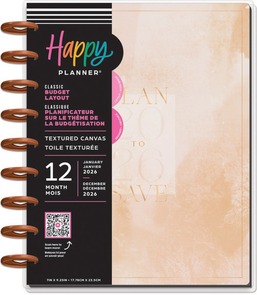Happy Planner Classic 12 Month Disc Bound Dated Planner-Textured Canvas Budget - 5A0036W0-1H81M - 673807709713