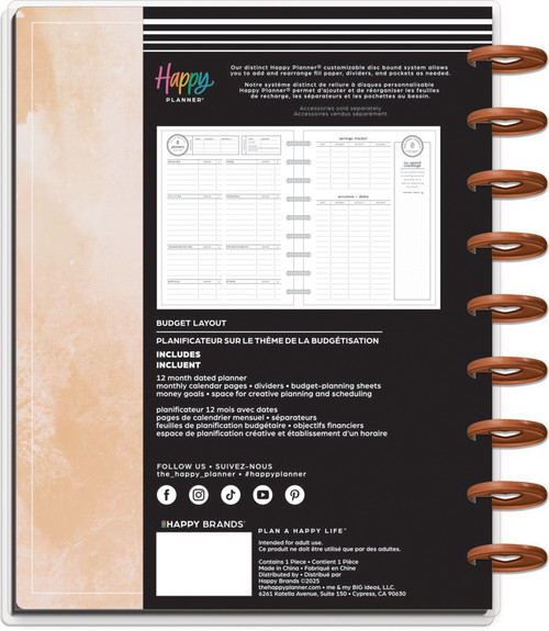 Happy Planner Classic 12 Month Disc Bound Dated Planner-Textured Canvas Budget - 5A0036W0-1H81M Happy Planner Classic 12 Month Disc Bound Dated Planner-Textured Canvas Budget - 5A0036W0-1H81M