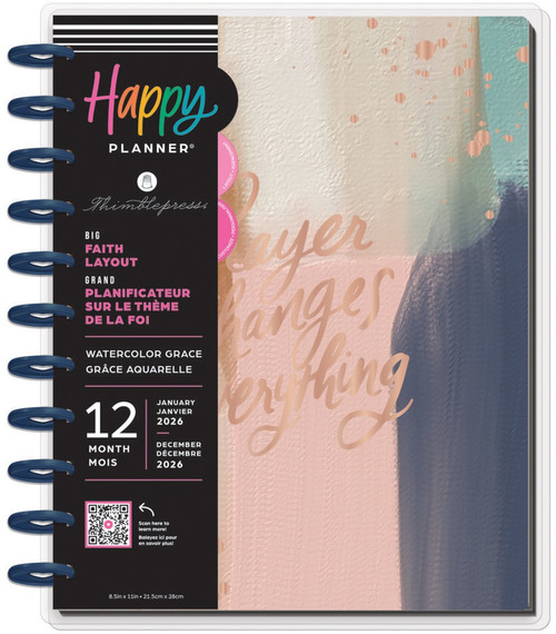 Happy Planner Big 12 Month Disc Bound Dated Planner-Watercolor Grace - 5A0036T7-1H81W - 673807709591
