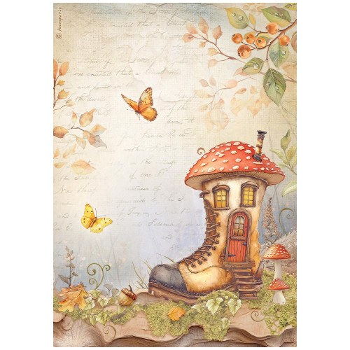 Stamperia Whispering Woods Rice Paper Sheet A4-Boot House - 5A003751-1H85Y - 5993110046851