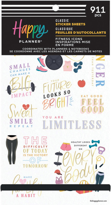 Happy Planner Big 30 Sheet Sticker Value Pack-Fitness Icons Classic - 5A0036W9-1H81C - 673807708389