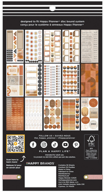 Happy Planner Big 30 Sheet Sticker Value Pack-Rustic Roots Meal Planning Classic - 5A0036W9-1H7YM