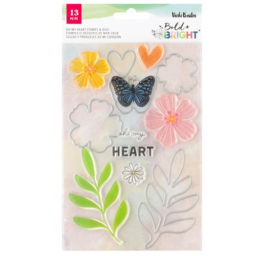Vicki Boutin Bold And Bright Stamp & Die Set-Oh My Heart - 5A0026K3-1G92H - 765468077857
