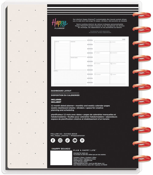Happy Planner Big 12 Month Disc Bound Dated Planner-Pop Splash - 5A0036T7-1H7Z5