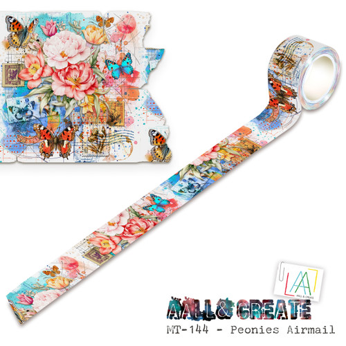AALL And Create Layer-It-Up Washi Tape-Peonies Airmail - 5A0039J4-1H8R6 - 5060979169813