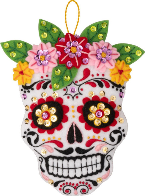 Bucilla Felt Ornaments Applique Kit Set Of 4-Floral Sugar Skulls - 5A002CSR-1GG9J