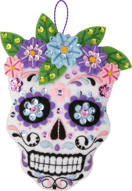 Bucilla Felt Ornaments Applique Kit Set Of 4-Floral Sugar Skulls - 5A002CSR-1GG9J Bucilla Felt Ornaments Applique Kit Set Of 4-Floral Sugar Skulls - 5A002CSR-1GG9J