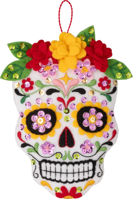 Bucilla Felt Ornaments Applique Kit Set Of 4-Floral Sugar Skulls - 5A002CSR-1GG9J Bucilla Felt Ornaments Applique Kit Set Of 4-Floral Sugar Skulls - 5A002CSR-1GG9J