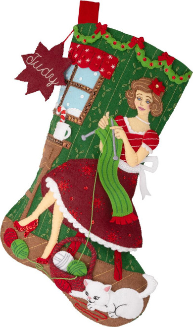 Bucilla Felt Stocking Applique Kit 18" Long-Holiday Knitting - 5A002CSQ-1GG9F - 046109897257