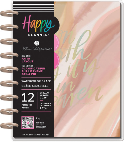 Happy Planner Classic 12 Month Disc Bound Dated Planner-Watercolor Grace - 5A0036W0-1H7ZS - 673807709720