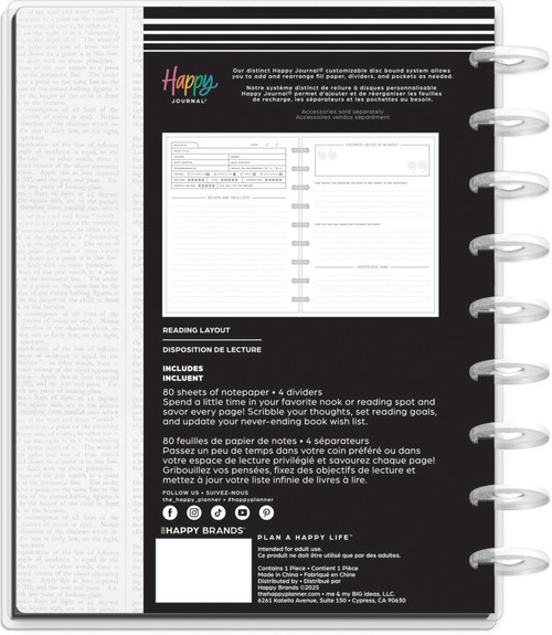 Happy Planner Disc Bound Guided Journal-Reading Classic - 5A00370N-1H7ZW Happy Planner Disc Bound Guided Journal-Reading Classic - 5A00370N-1H7ZW