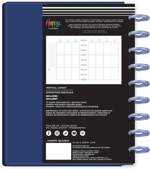Happy Planner Chenille 12 Month Disc Bound Dated Planner-Florescent Embroidery Classic - 5A0036VD-1H7ZT Happy Planner Chenille 12 Month Disc Bound Dated Planner-Florescent Embroidery Classic - 5A0036VD-1H7ZT