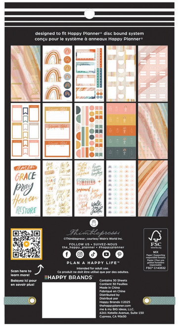Happy Planner Big 30 Sheet Sticker Value Pack-Watercolor Grace Classic - 5A0036W9-1H7ZX