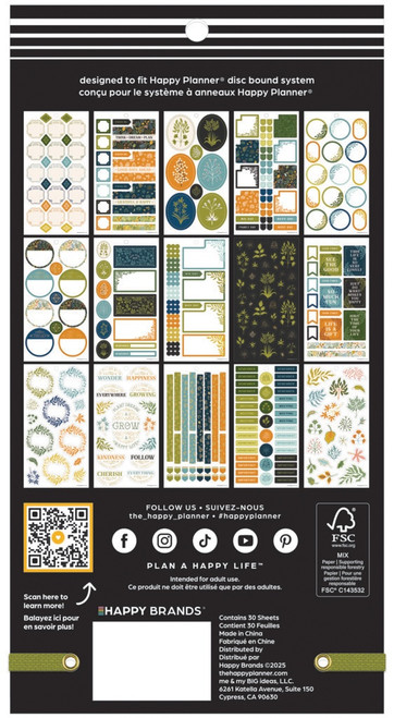 Happy Planner Big 30 Sheet Sticker Value Pack-Herbarium Classic - 5A0036W9-1H806