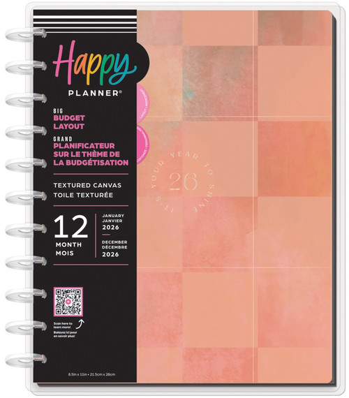 Happy Planner Big 12 Month Disc Bound Dated Planner-Textured Canvas Budget - 5A0036T7-1H808 - 673807709621