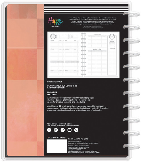 Happy Planner Big 12 Month Disc Bound Dated Planner-Textured Canvas Budget - 5A0036T7-1H808 Happy Planner Big 12 Month Disc Bound Dated Planner-Textured Canvas Budget - 5A0036T7-1H808