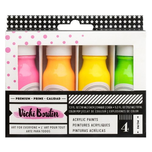 Vicki Boutin Mixed Media Acrylic Paint 4/Pkg-Neon - VB030515 - 765468084060