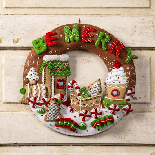 Bucilla Felt Wreath Applique Kit 15" Round-Gingerbread Express - 89677E Bucilla Felt Wreath Applique Kit 15" Round-Gingerbread Express - 89677E