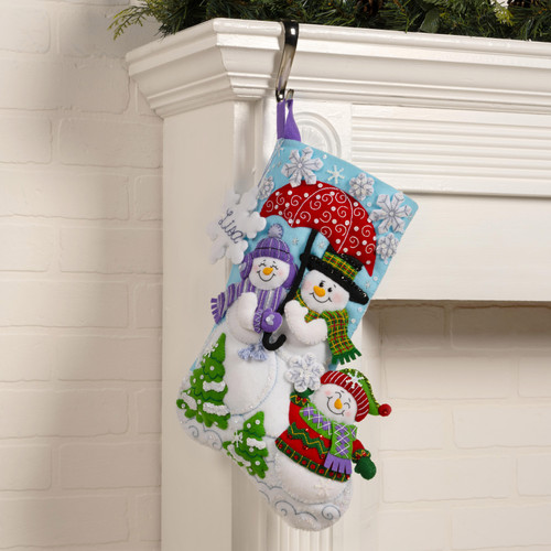 Bucilla Felt Stocking Applique Kit 18" Long-Frosty Family - 89683E