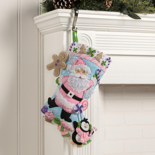Bucilla Felt Stocking Applique Kit 18" Long-Lollipop Santa - 5A0021SH-1G4P7