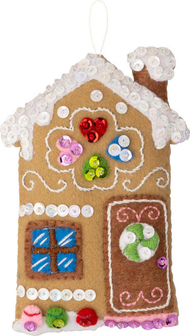 Bucilla Felt Ornaments Applique Kit Set Of 6-Candy Christmas Cottages - 5A002DC6-1GGDB Bucilla Felt Ornaments Applique Kit Set Of 6-Candy Christmas Cottages - 5A002DC6-1GGDB
