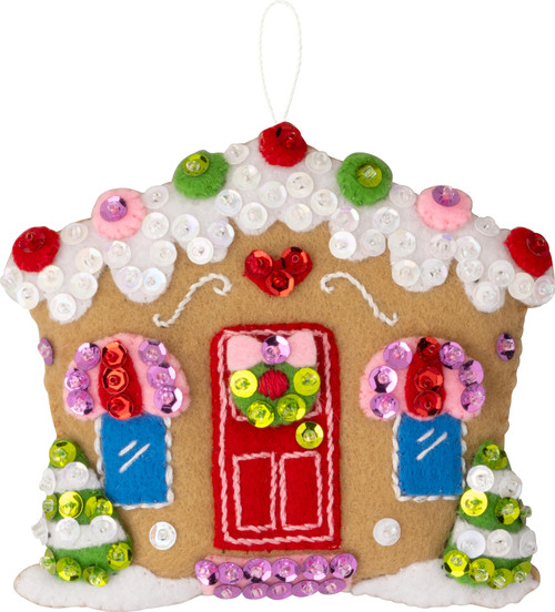 Bucilla Felt Ornaments Applique Kit Set Of 6-Candy Christmas Cottages - 5A002DC6-1GGDB Bucilla Felt Ornaments Applique Kit Set Of 6-Candy Christmas Cottages - 5A002DC6-1GGDB