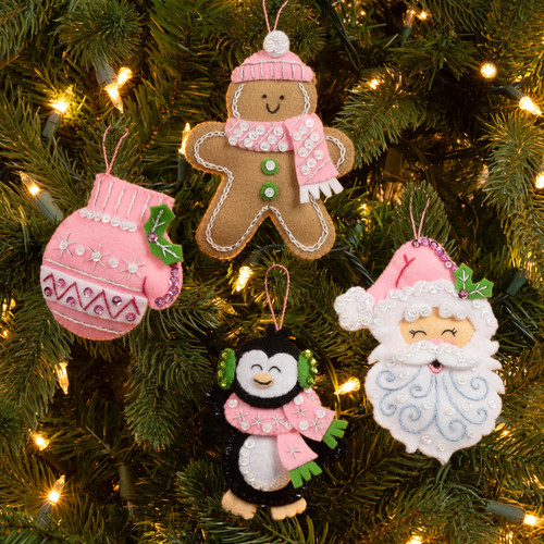 Bucilla Felt Ornaments Applique Kit Set Of 4-Santa Sweets - 5A0021SG-1G4P8