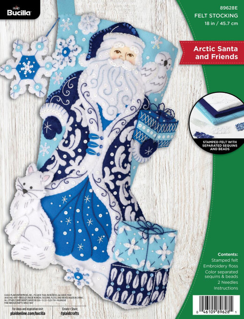 Bucilla Felt Stocking Applique Kit 18" Long-Arctic Santa & Friends - 89628E - 046109896281