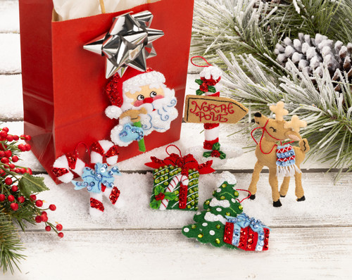 Bucilla Felt Ornaments Applique Kit Set Of 6-North Pole This Way - 5A002DC4-1GGDC Bucilla Felt Ornaments Applique Kit Set Of 6-North Pole This Way - 5A002DC4-1GGDC
