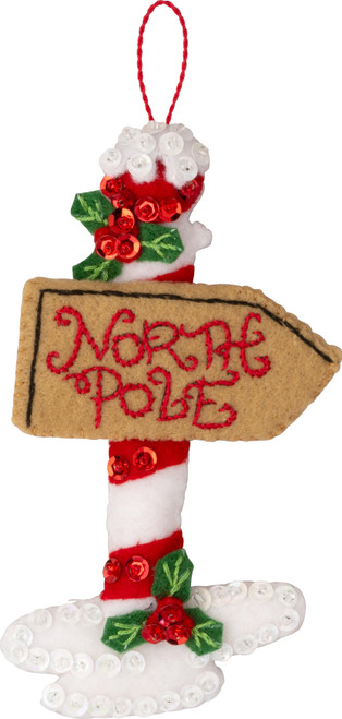 Bucilla Felt Ornaments Applique Kit Set Of 6-North Pole This Way - 5A002DC4-1GGDC Bucilla Felt Ornaments Applique Kit Set Of 6-North Pole This Way - 5A002DC4-1GGDC