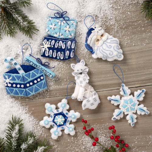 Bucilla Felt Ornaments Applique Kit Set Of 6-Arctic Santa & Friends - 89697E