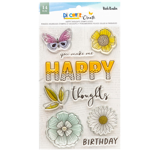 Vicki Boutin Discover + Create Stamp And Die Set-Happy Thoughts - VB022153 - 765468045887