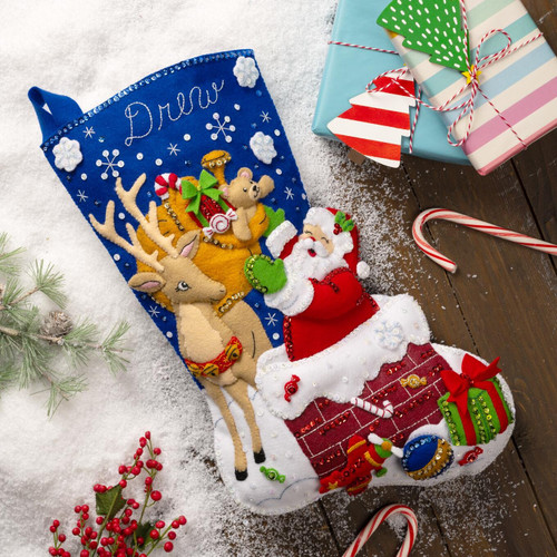 Bucilla Felt Stocking Applique Kit 18" Long-Santa's Toy Delivery - 5A00241Z-1G7C2 - 046109897097