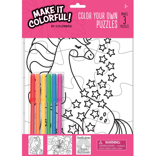 3 Pack - Colorbok Make It Colorful! Color Your Own PUzzles 3/Pkg-Fantasy - 34018783 - 765468006338
