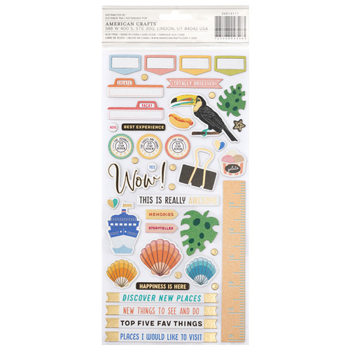 3 Pack - Vicki Boutin Where To Next Thickers Stickers 88/Pkg-Happy Life Phrase/Chipboard - VB014111