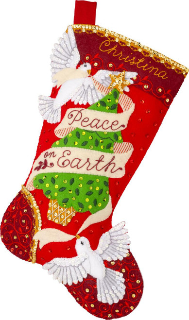 Bucilla Felt Stocking Applique Kit 18" Long-Peaceful Doves - 89625E - 046109896250