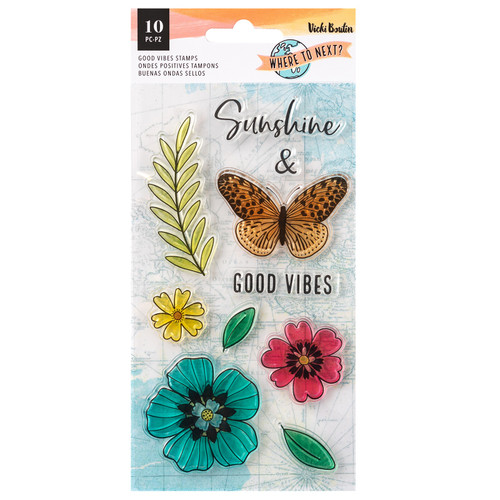 3 Pack - Vicki Boutin Where To Next Clear Stamps 12/Pkg-Good Vibes - VB014105 - 765468043401